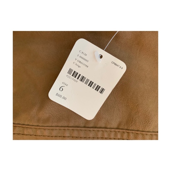 NWT Free People Beige Leather Skirt - Picture 3 of 3